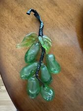 1960s VTG MCM Green Art Glass Grapes Copper Wire  Leaves picture