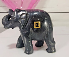 Hand Carved Black Stone Elephant From India 3