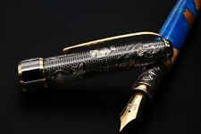 Unknown Land Stylo 925 Silver Wood & Resin Fine Bock Nib Blue Ink Numbered picture