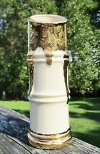Vintage MCM Savoy China Weeping Gold Bamboo Style Vase Tiki Tropical Asian picture