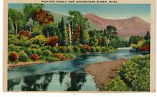 vintage Mountain Ranges from Sourdnahunk Maine ME Postcard river forests picture