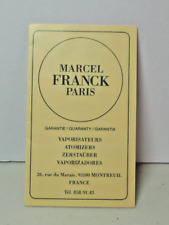 Vintage Marcel Franck Paris Perfume Atomizer Trifold Paper Guarantee picture