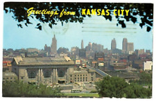 Greetings from Kansas City Missouri 1954 Postcard Civil War Centennial Stamp picture