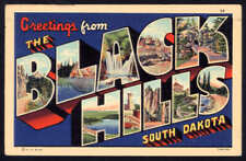 1938 GREETINGS from BLACK HILLS South Dakota * LARGE LETTER linen POSTCARD maile picture