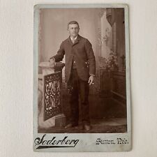 Antique Cabinet Card Photography Handsome Young Man Cigarette Sutton, Nebraska picture