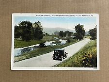 Postcard Roosevelt Highway Scenic Road Between Wellsboro & Mansfield PA Old Car picture