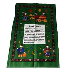 German Folk Art Tea Towel Cotton + Recipe for Strudle 18x27 Green New Made in EU picture