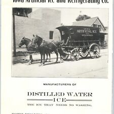 c1900s Marshalltown, Iowa Artificial Ice Refrigerating Ad Carriage Print Ad 1R picture
