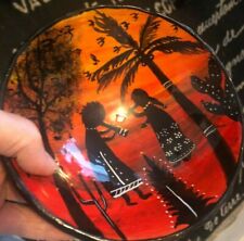 Mexico FOLK ART POTTERY  BOWL Red Orange Clay FOOTED Signed Puerto VALLARTA a picture