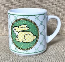 Vintage Gingham Bunny Rabbit Coffee Mug Cup Spring Easter Cottagecore picture