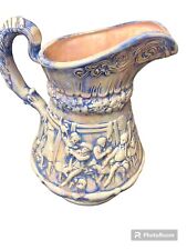 Vintage 20th Century Ceramic Blue And White Pitcher 7” picture