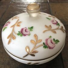 Antique Bristol Glass Victorian Hand Painted Floral Covered Dish Roses 🌹 picture
