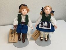 2 Vintage Small People By Cecily Swedish Boy & Girl Doll 1985 Numbered Signed picture