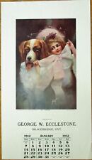 Bracebridge, Ontario, Canada 1912 Advertising Calendar: Dog & Girl, 'Comrades' picture