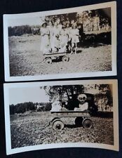 Lot Of 2 Vintage B&W Photos 30s Or Early 40s Family Kids Toy Wagon picture