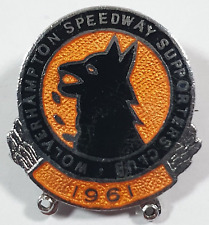 Wolverhampton Wolves Speedway Supporters Club Enamel Pin Badge 1961 picture