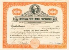 Nicholson Creek Mining Corporation - Stock Certificate - Mining Stocks picture