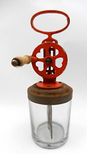 VINTAGE 1930'S ELMA HAND CRANK WOODEN HANDLED CAST IRON BLENDER ~ MADE IN SPAIN picture