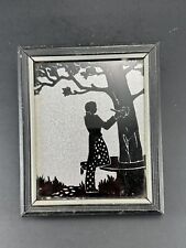 Vintage “Hearts” Painted On Glass Silhouette Silver Foil Deltex 4.75” x 5.75” picture