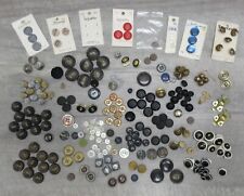 Mixed Lot Of 200+ Vintage Buttons Flat Round Shank Silver Gold Black Brown Blue picture