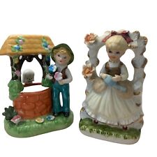 Vintage Norleans Boy Planter Figurine and Girl Figurine (Japan) Pair 1940-1950 picture