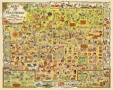 1928 Hollywood Places of Interest Historic Old Map - 24x30 picture