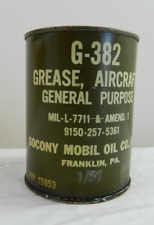 USAF Military Green Can G-382 General Purpose Aircraft Grease Socony Mobil 1957 picture
