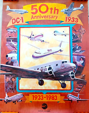 DOUGLAS DC-1, 50th Anniversary Poster 1933-1982, Measures 23in x 18in picture
