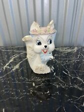 vintage mid century Kitschy Spaghetti Trim Mouse Figurine w/Spring Hat 8 picture
