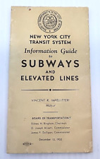 1952 NEW YORK CITY FULL COLOR TRANSIT MAP TO SUBWAY & ELEVATED LINES GUIDE picture