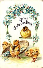 Vintage Embossed Loving Easter Greetings Flowered Wreath Tuck's 1910's Postcard picture