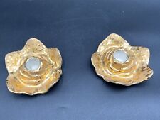 Pair of 2 Vintage Weeping Gold Taper Candle Holders 4