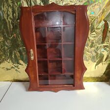 Vintage Wood Glass Door Wall Hanging Display Curio Cabinet picture