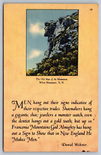 Old Man Of Mountains White Mountains NH Scenic Landmark Linen Postcard picture