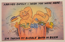 Arrived Safely Beer Bath Vintage Postcard Postmarked 1958 picture