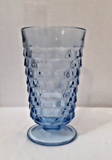 VTG Indiana Whitehall Light Blue Cubist Footed Tumbler/Drink Glass picture