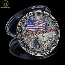 US Military Veteran Stand for the Flag Kneel for the Fallen Challenge Coin picture