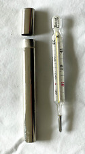 Vintage Pocket Jena Glas Medical Fever Thermometer Celsius w Case 35-42 Degrees picture