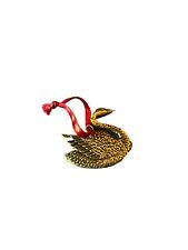 Vintage Hallmark Gold Metal Brass Christmas Tree Ornament goose HEAVY picture