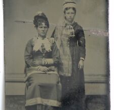 Antique 1890s Tintype Victorian Wild West Young Women American Frontier Iowa Mad picture