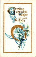 VINTAGE POSTCARD GOOD WISHES GREETINGS EMBOSS MAILED FROM CAMBRIDGE VERMONT 1912 picture