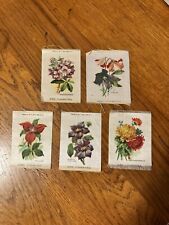 Antique Lot Of 5 Cigarettes Tabacco Silk Flowers: Clematis, Trillium & More… picture