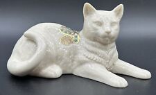 1992 Lenox JEWELS China Collection LAYING CAT Kitten Emerald GREEN GOLD Figurine picture