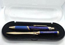 Fire Department Firefighter Stanford Heights Pen Set Blue w/ letter opener 2008 picture