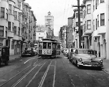1950s San Francisco CABLE CAR & Street SCENE 8.5X11 Photo picture