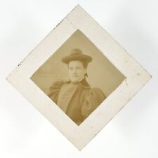 Woman Wearing Wool Coat Photo c1900 Boston Puffy Sleeves Winter Hat Lady C3214 picture