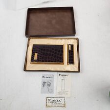 Vintage FLamex  Cigarette Case with Gold Tone Matching Lighter Faux Alligator  picture