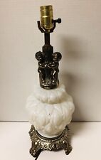 Vintage NOVELTY CRYSTAL CORP 3 Way Switch Glass Table Lamp Cherubs No Base Light picture