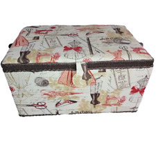 St. Jane Collection Large Padded Vintage Fabric Motif Storage Basket 16x10x8 picture
