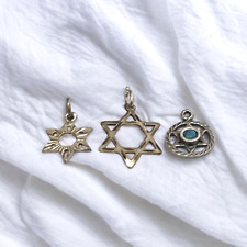 Star of David Jewish Judaica 3pcs Pendant Sterling Silver 925 Lot Charm Magen picture